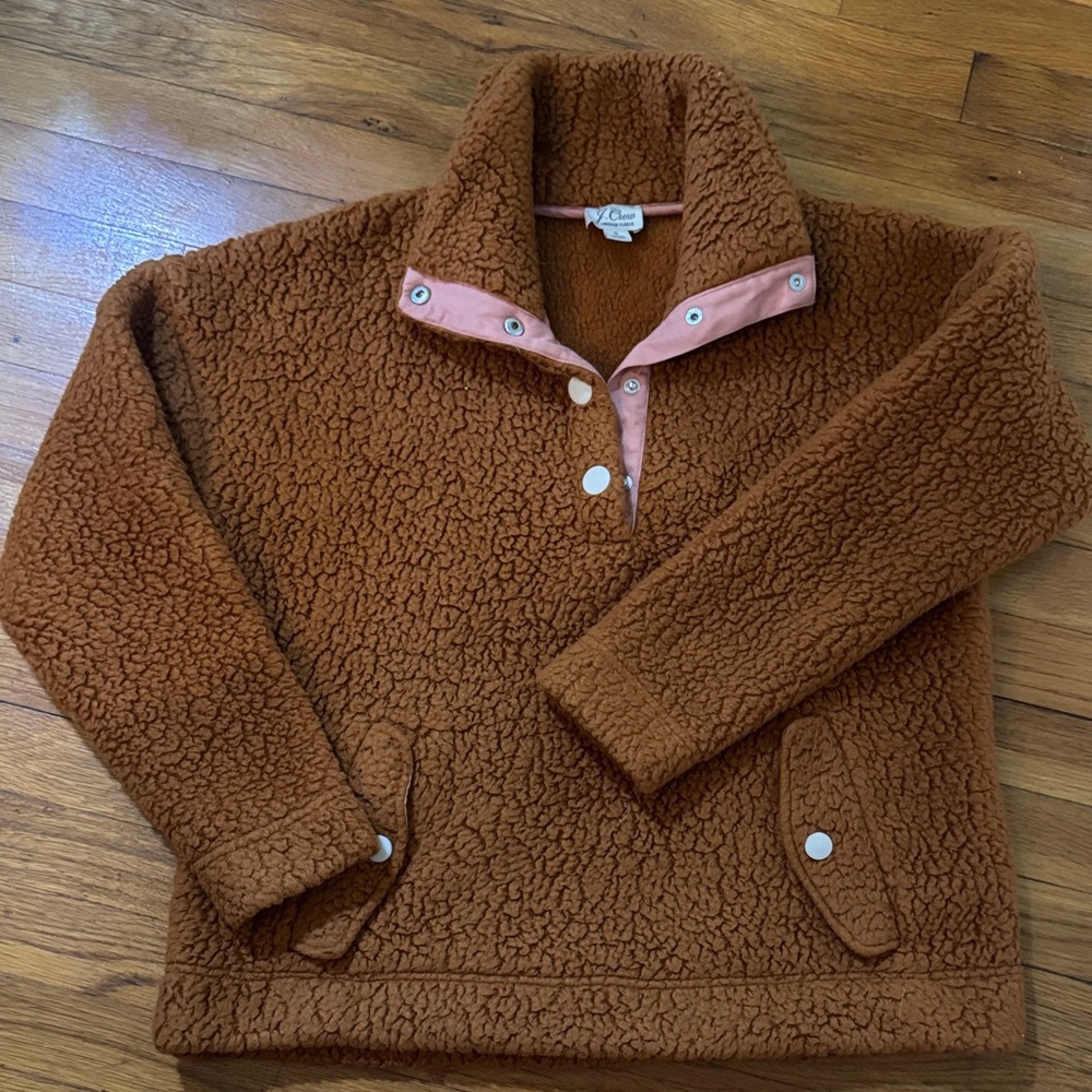 J. Crew Brown Sherpa Fleece Pullover